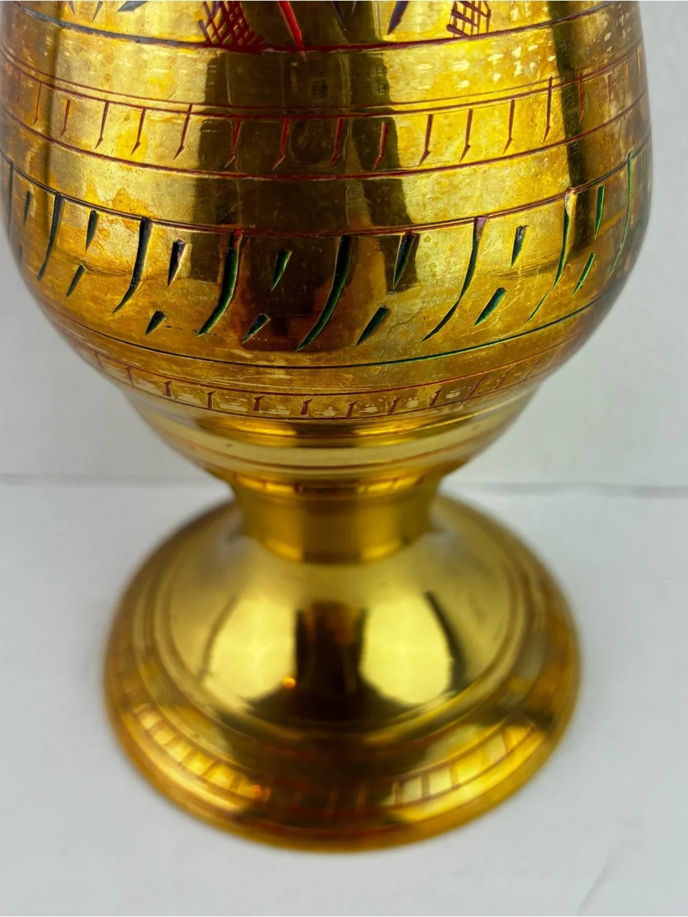 Brass Hand Crafted Etched Brass Vase Made in India